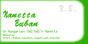 nanetta buban business card